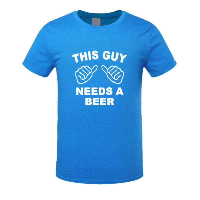 THIS GUY NEEDS A BEER Funny Guy Tee Shirt